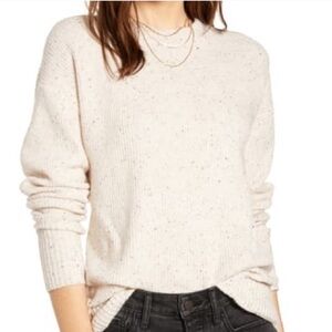 Something Navy Cream Flecked Crew Neck Sweater Classic Knit